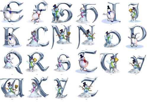 Клипарт Морозный алфавит (Frosty Alphabet) (3 набора) (обновлён 12.02.2011)